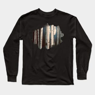 Birch wood at night Long Sleeve T-Shirt